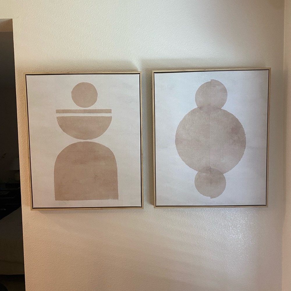20 by 24 Abstract shapes framed canvas brown target Studio McGee